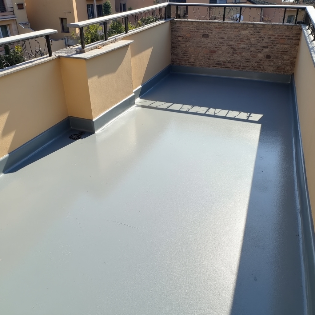 Terrazzo completamente impermeabilizzato con nuova membrana e pendenze corrette